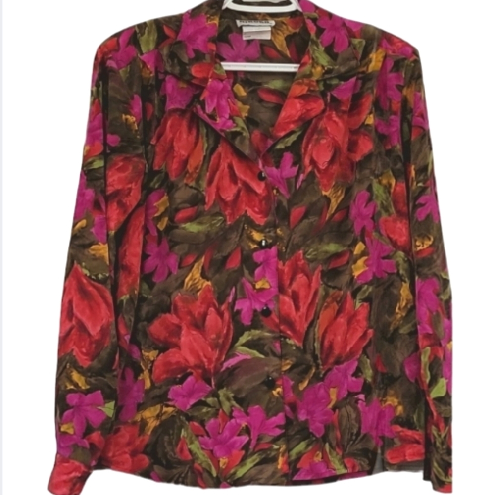 Vintage Hiroko Koshino '90s rich floral blouse, Made in 🇨🇦 Mint Condition